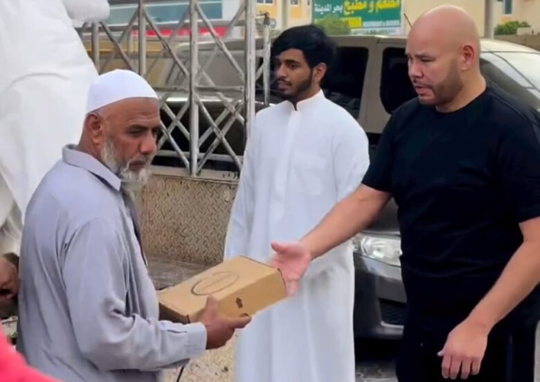 free iftar meals fat joe, rashed belhasa iftar distribution - ramadan meals